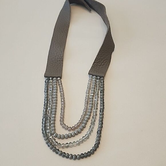Faux Leather Bead Multilayer Necklace - Picture 2 of 5